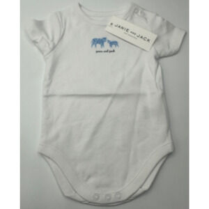 NWT Janie and Jack Baby Boys 0-3 M White Logo Bodysuit with Blue Tigers $24 A48